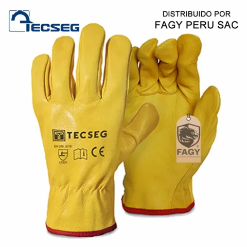 Guante cuero badana amarillo tecseg AS020