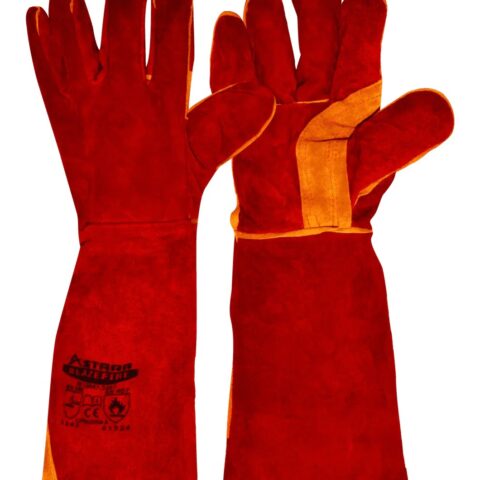Guante De Cuero Rojo/Amarillo BLAZEFIRE 45CM(18″) Reforzado