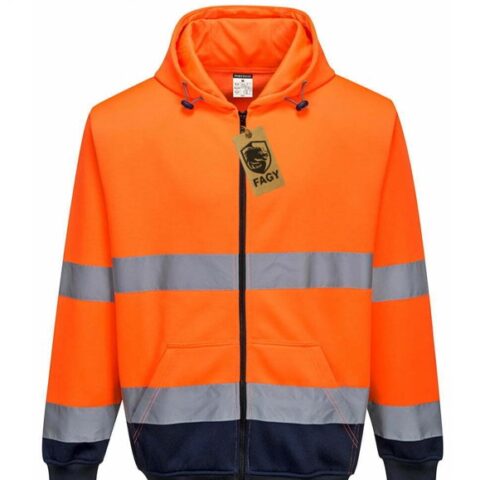 Sudadera bicolor con capucha y cremallera frontal B317