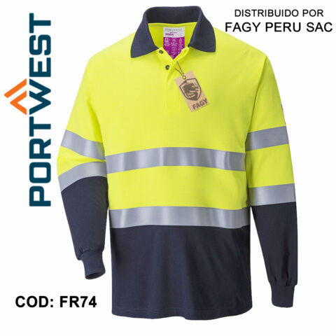Polo bicolor ignífugo y antiestático FR74