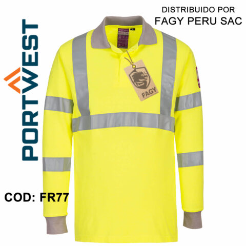 Polo de manga larga, ignífugo, antiestático y de alta visibilidad FR77