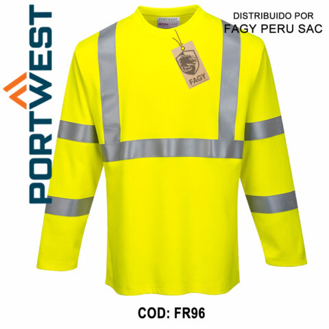 Camiseta de manga larga resistente a la llama y de alta visibilidad FR96