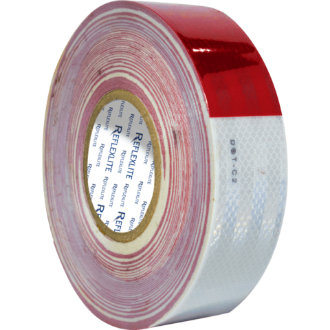 Cinta reflectiva rojo/blanco 5CM(2″) 45.7 Mts