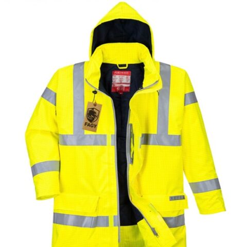 Parka de alta visibilidad, ignífuga y antiestática Bizflame Rain S778