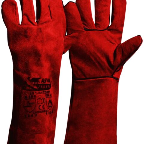 Guante De Cuero Rojo BLAZEFIRE 40CM(16″) Reforzado