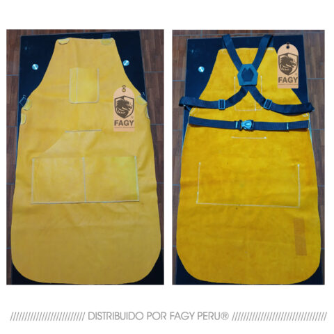 Mandil o delantal de cuero res con bolsillos