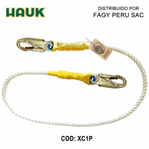 Línea conexión, 1.8m, cabo poliamida 5/8″, 2 ganchos 3/4″ HAUK XC1P