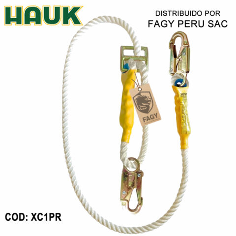 Línea conexión 1.80m cabo 5/8 2 ganchos 3/4" regulable Hauk XC1PR
