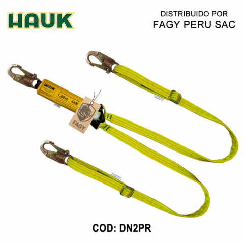 Línea conexión doble regulable 1.8m amortiguador 3 gancho 3/4″ HAUK DN2PR