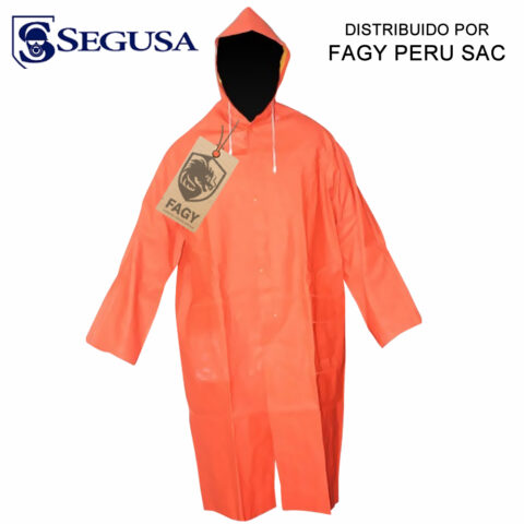 Abrigo pvc sp naranja con capucha 1.17 mt de largo