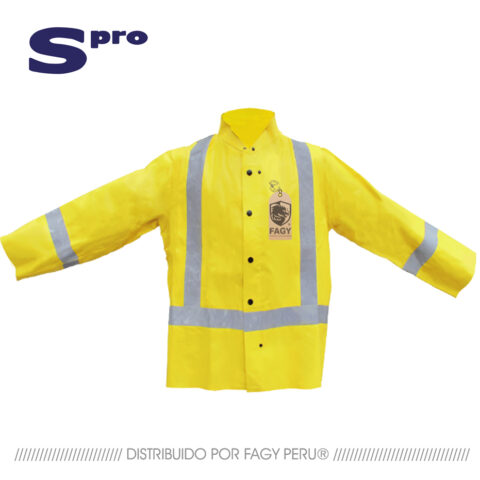 Casaca de tela enjebada amarillo nitrilo con cinta reflectiva en H COD: 02120064