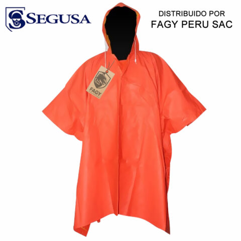 Poncho de pvc liviano color naranja