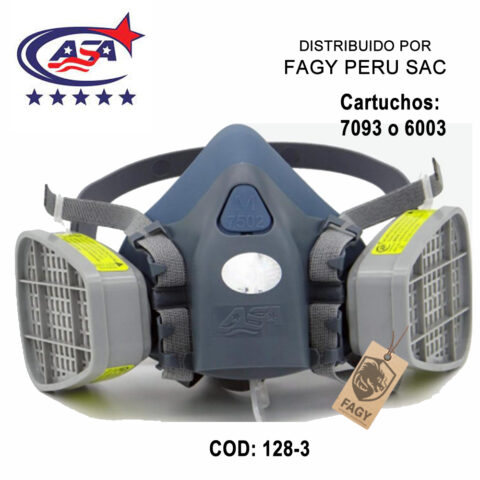 Respirador media cara doble cartucho de silicona Asa