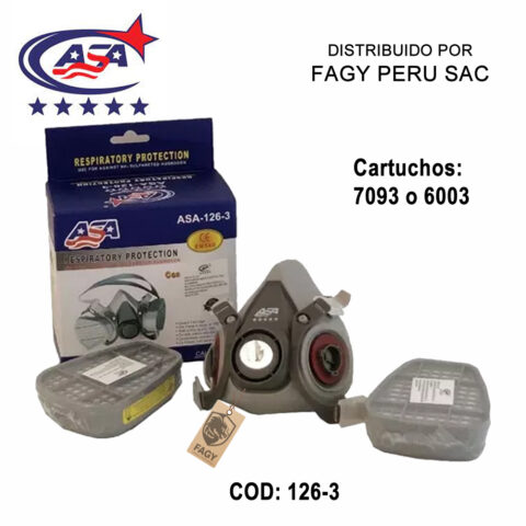 Respirador media cara doble cartucho de caucho Asa