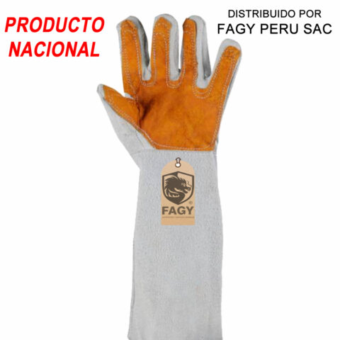 Guante cuero cromo 18″