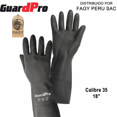 Guante de jebe calibre 35 largo 18" guardpro