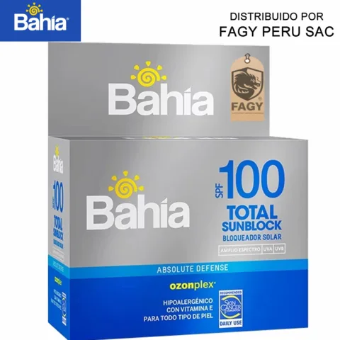 Bloqueador bahia SPF100 caja de 20 sachets de 10gr Total SunBlock