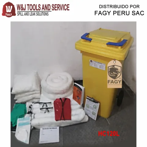Kit antiderrame hidrocarburos contenedor 120L