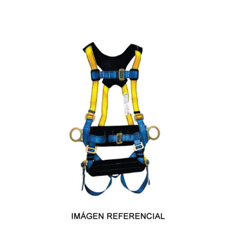 Arnés en H 3 aros y 6 hebillas con faja lumbar y sentadera
