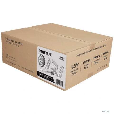Caja c/llanta imponchable y acc. p/carretilla roja PRETUL 22653