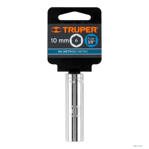 Dado largo de 10 mm, 6 puntas, cuadro 3/8", Truper 13770