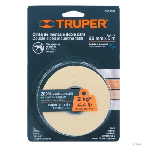Cinta doble cara de 25 mm x 5 m Truper 11727