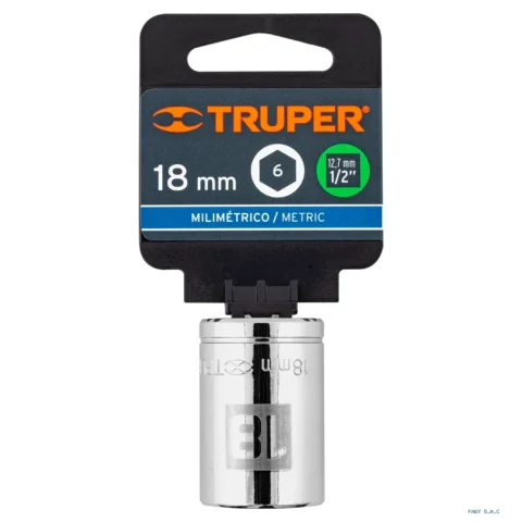Dado de 18 mm, 6 puntas, cuadro 1/2", Truper 13268