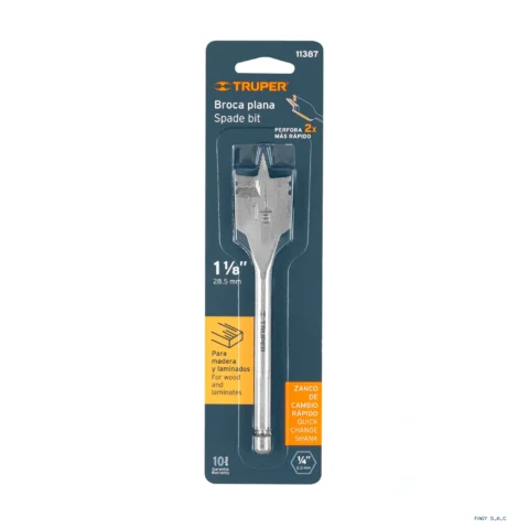 Broca plana de manita 1-1/8" para madera, Truper 11387