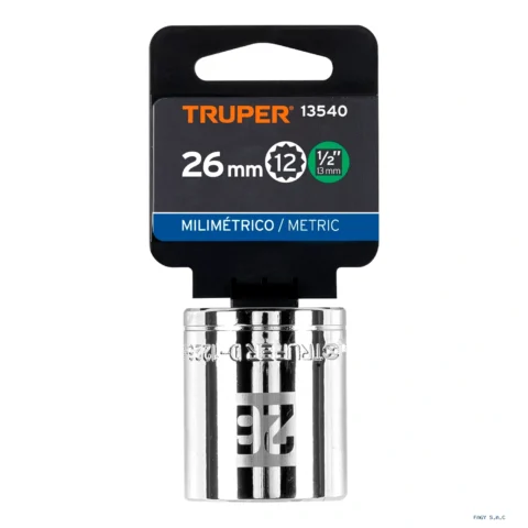 Dado de 26 mm, 12 puntas, cuadro 1/2", Truper 13540