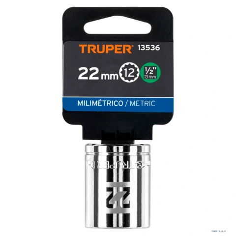 Dado de 22 mm, 12 puntas, cuadro 1/2", Truper 13536