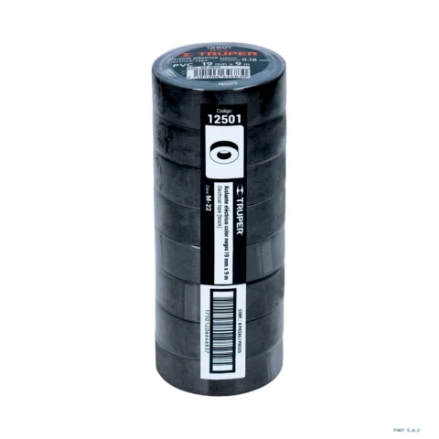 Cinta de aislar de 9 m x 19 mm negra Truper 12501