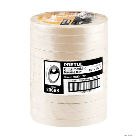 Cinta masking tape de 1/2" x 50 m Pretul 20668