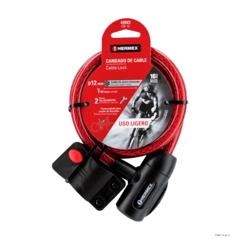 Candado de cable con llave 12mm X 1.0m Hermex 43923