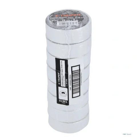Cinta de aislar de 9 m x 19 mm blanca Truper 13515