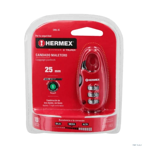 Candado maletero de combinación 25 mm blíster Hermex 43350