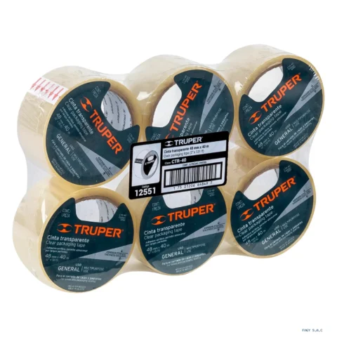 Cinta de empaque 48 mm x 40 m transparente Truper 12551