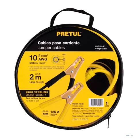 Cables pasa corriente 2 m, 125 A, 10 AWG, Pretul 22807