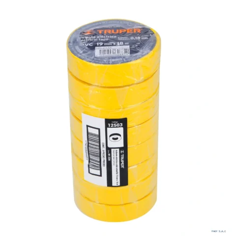 Cinta de aislar de 18 m x 19 mm amarilla Truper 12503