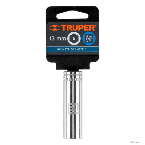 Dado largo de 13 mm, 6 puntas, cuadro 3/8", Truper 13773
