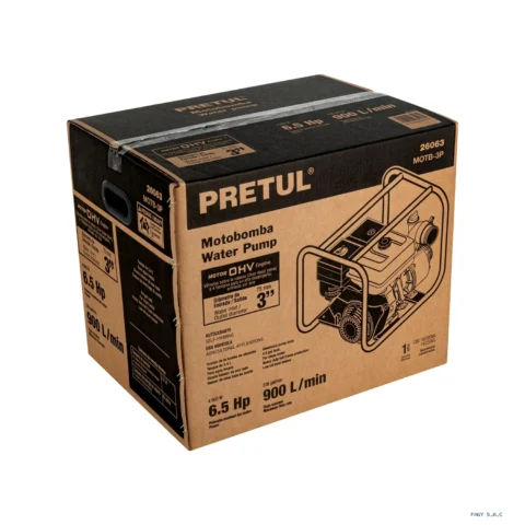 Motobomba autocebante 3"x3", gas. 6-1/2HP, agrícola, PRETUL 26063