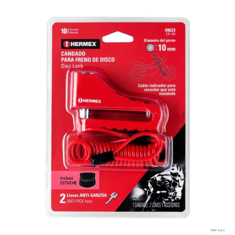 Candado para freno de disco motocicleta 10mm Hermex 49623