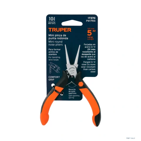 Mini alicate pinza de punta redonda 5" mango Comfort Grip, Trupe 17370