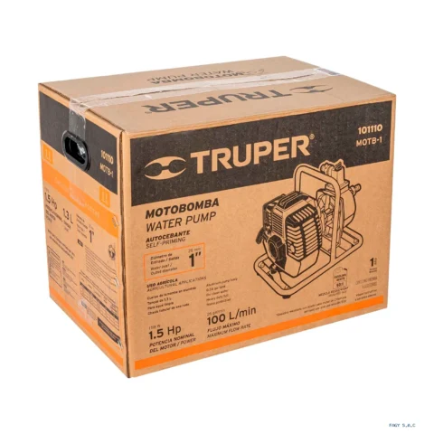Motobomba autocebante 1"x1", gas. 1-1/2HP, agrícola, TRUPER 101110