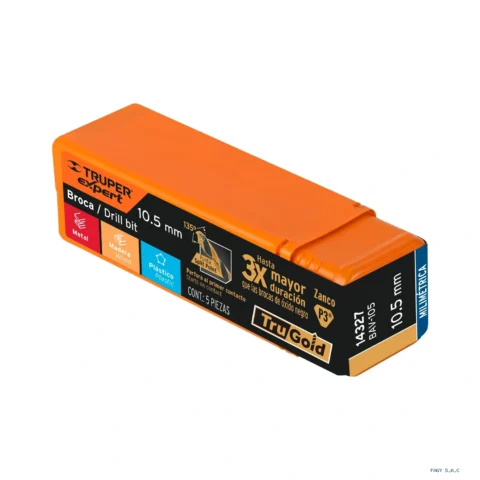 Broca HSS 10.5 mm Trugold para metal, Truper Expert 14327
