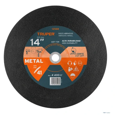 Disco Tipo 41 de 14" x 3.1 mm para corte de metal, TRUPER 12568 ABT-739