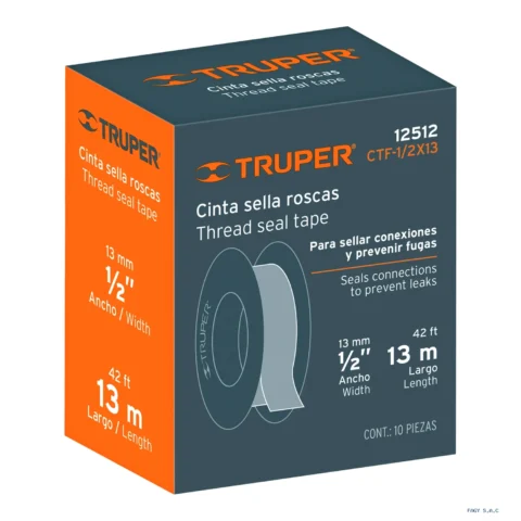 Cinta sella roscas 1/2" x 13m uso general TRUPER 12512