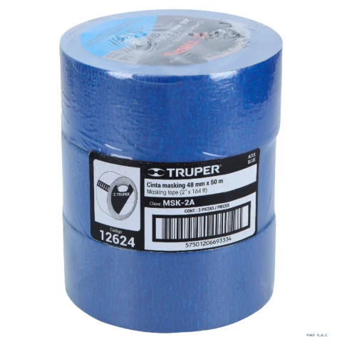 Cinta masking tape azul de 2" x 50 m para pintor Truper 12624