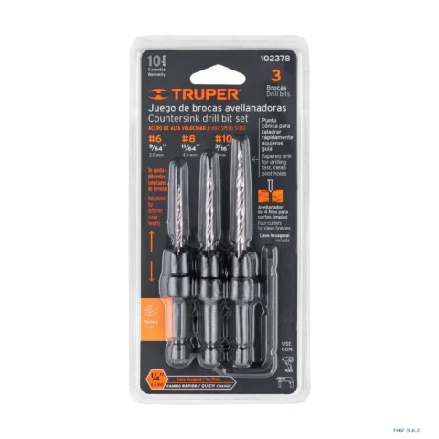 Juego de 3 brocas avellanadoras, TRUPER 102378