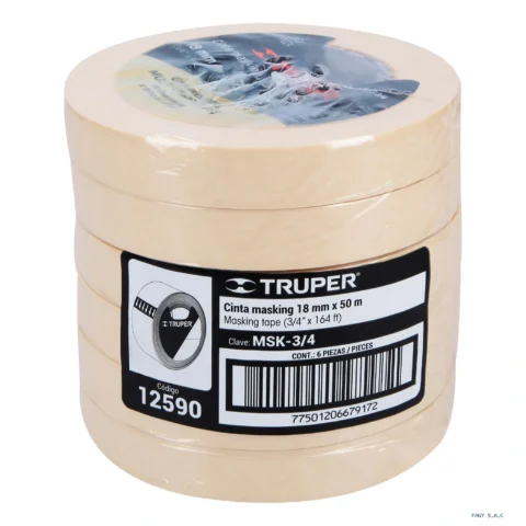 Cinta masking tape de 3/4" x 50m Truper 12590