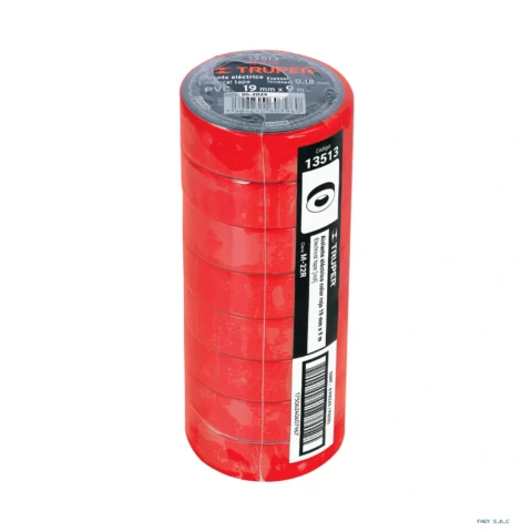Cinta de aislar de 9 m x 19 mm roja Truper 13513
